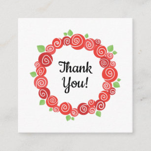 Thank you natural flowers, red roses wreath frame enclosure card