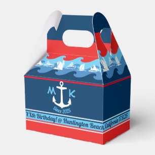 Thank You Nautical Anchor Wave Boat Red White Blue Favour Box