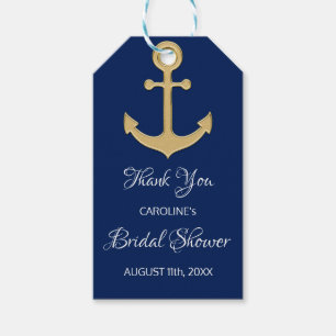 THANK YOU Nautical Navy Blue Anchor BRIDAL SHOWER Gift Tags