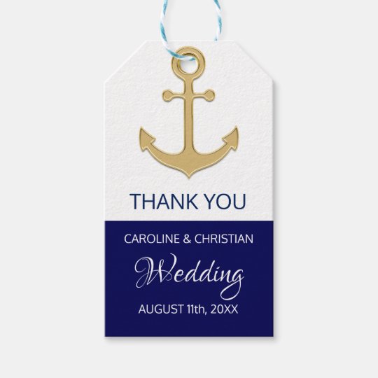 Thank You Nautical Navy Blue Anchor Wedding Gift Tags Zazzle Co Uk
