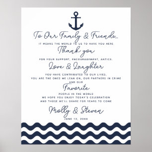 thank you nautical navy blue wedding sign