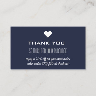 Thank You Navy Blue Discount Heart Business Card