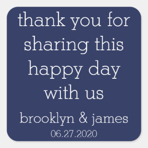 Thank You Navy Blue Modern Wedding Stickers