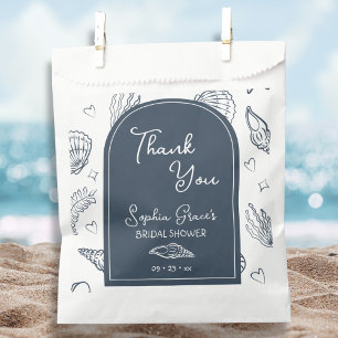 Thank You Navy Blue Seashells Doodles Favour Bags