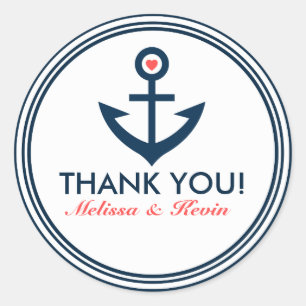 Thank you Navy BlueNautical Boat Anchor Classic Round Sticker
