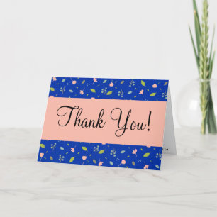 Thank You Navy & Floral Folded Thank You Card