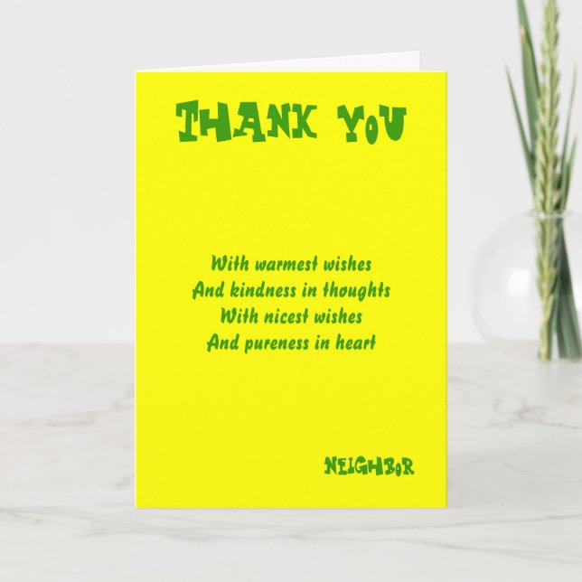 Thank you neighbour greeting cards (Front)