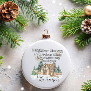 Thank You Neighbours Heart Christmas 2025 Ceramic Tree Decoration