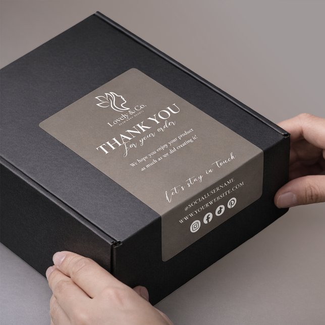 Thank You Neutral Beige Beauty Shipping label (Creator Uploaded)