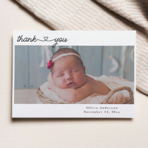 Thank You  Newborn Photos Script Heart Birth Announcement