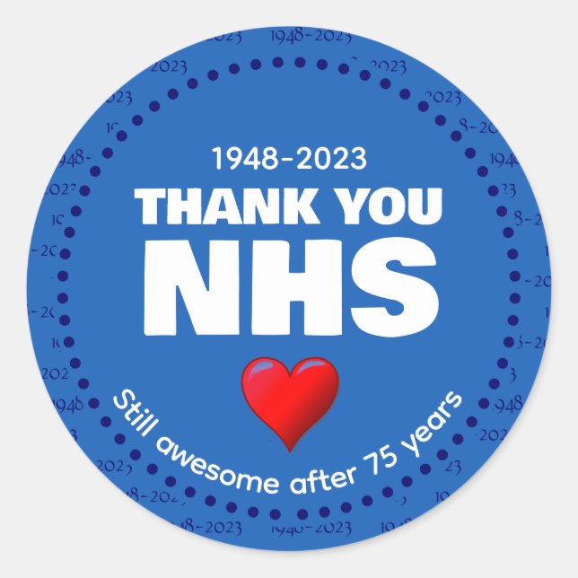 THANK YOU NHS 75 Years Classic Round Sticker (Front)