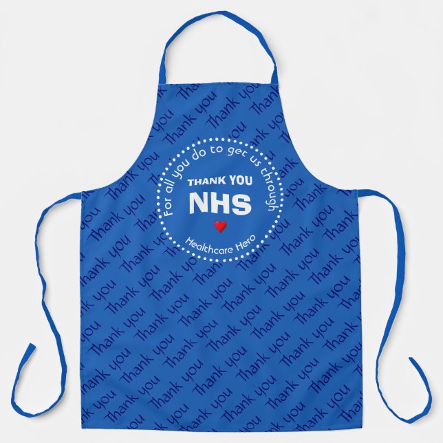 THANK YOU NHS | Healthcare Hero | Custom BLUE Apron (Front)