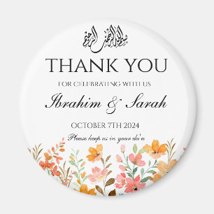 Thank You nikah muslim wedding favour floral Magnet