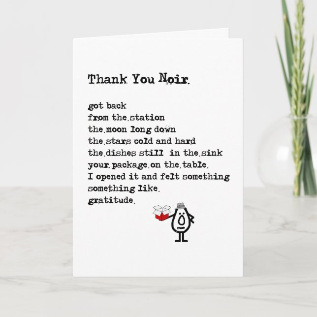 Thank You Noir - a funny thank you poem (Front)