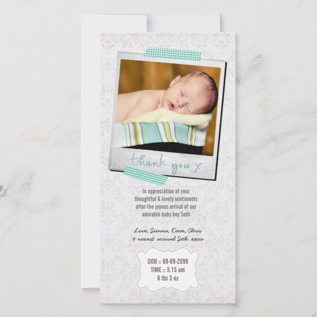 Thank You Note Baby Boy Blue Washi Tape (Front)