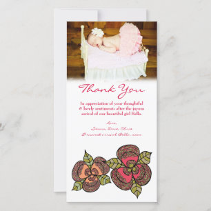 Thank You Note Baby Girl Photo Card Template
