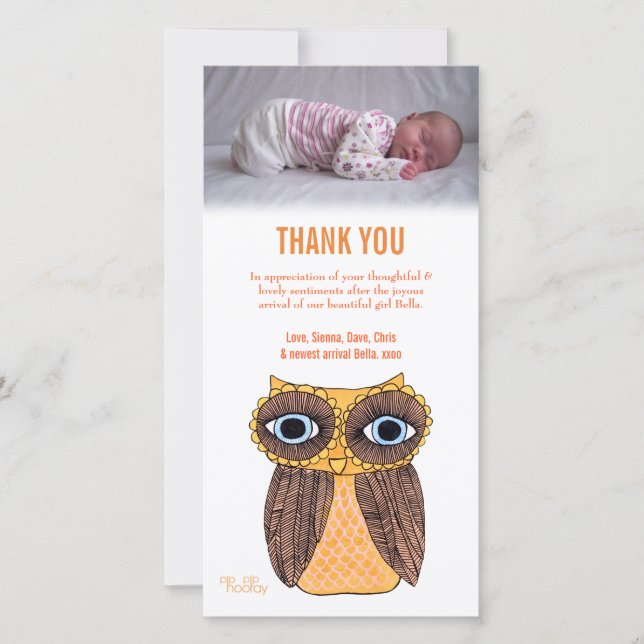 Thank You Note Baby Girl Photo Card Template (Front)