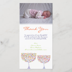 Thank You Note Baby Girl Photo Card Template