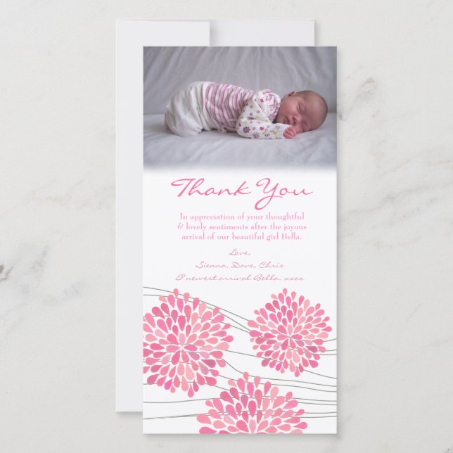 Thank You Note Baby Girl Photo Custom Template (Front)