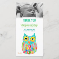 Thank You Note Baby Owl Photo Card Template
