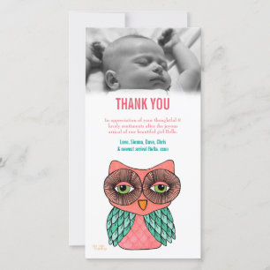 Thank You Note Baby Owl Photo Card Template