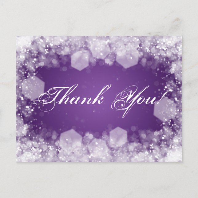 Thank You Note Baby Shower Night Sparkle Purple Postcard (Front)