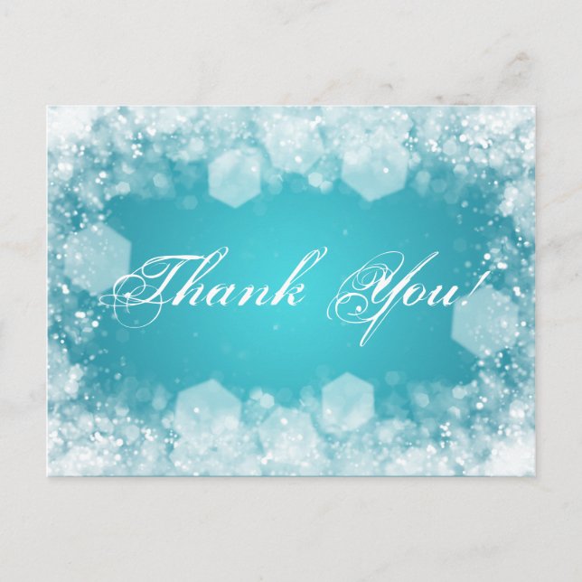 Thank You Note Baby Shower Night Sparkle Turquoise Postcard (Front)