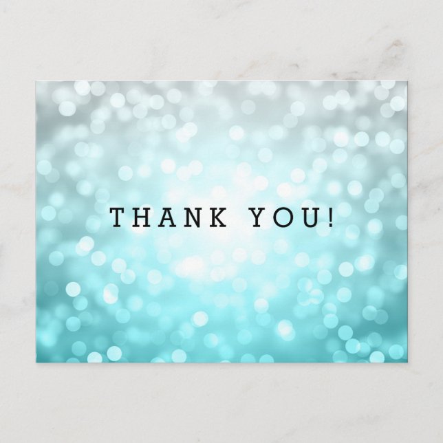Thank You Note Beach Ombre Glitter Lights Postcard (Front)