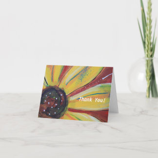 Thank you note blank folded with flower on front card
