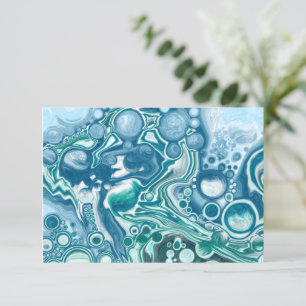 Thank You Note Blue Fluid Art Card