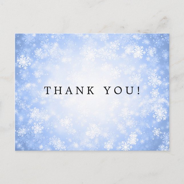 Thank You Note Blue Winter Wonderland Postcard (Front)