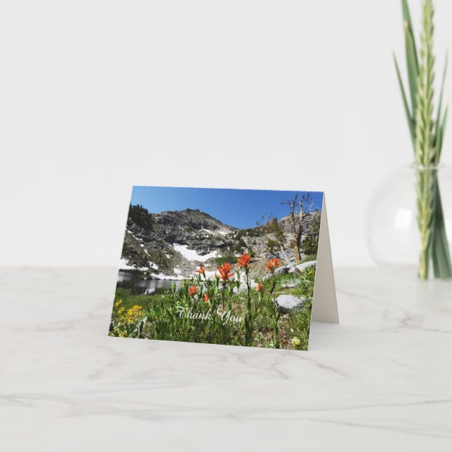 Thank You Note Card, Blank, Wildflowers Mountains (Front)