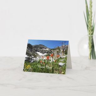 Thank You Note Card, Blank, Wildflowers Mountains Card