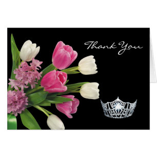 Thank You Note Card-Crown & Flowers