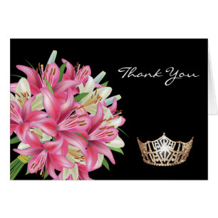 Thank You Note Card-Crown & Lillies