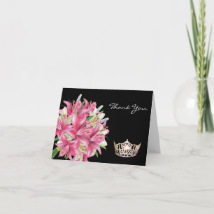 Thank You Note Card-Crown & Lillies