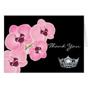 Thank You Note Card-Crown & Orchids