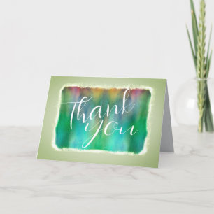 thank you note card elegant watercolor art green 