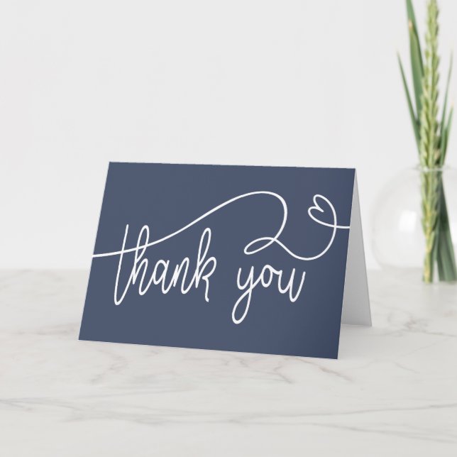 Thank you note card folded blank navy blue (Front)