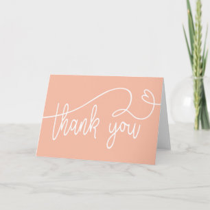 Thank you note card folded blank peach