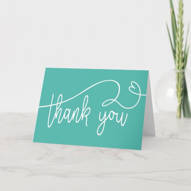 Thank you note card folded blank teal (Front)