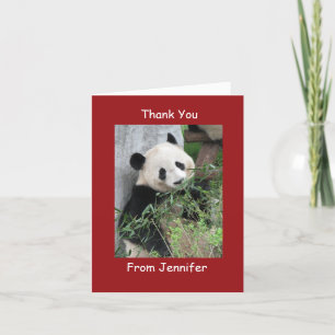 Thank You Note Card, Giant Panda, Custom Red Card