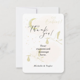 Thank you Note Card Oh Babies! Neutral Twins Stork