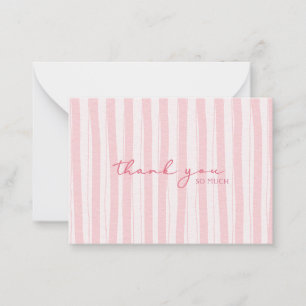 Thank You Note Card Pink Striped