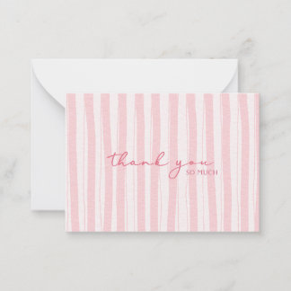 Thank You Note Card Pink Striped