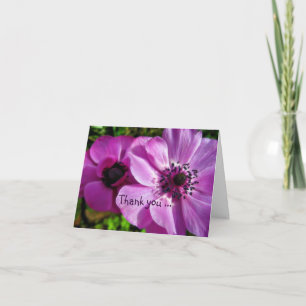 Thank You Note Card - Purple Anemone