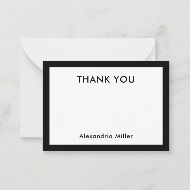Thank You Note Card with Name Black (Front)