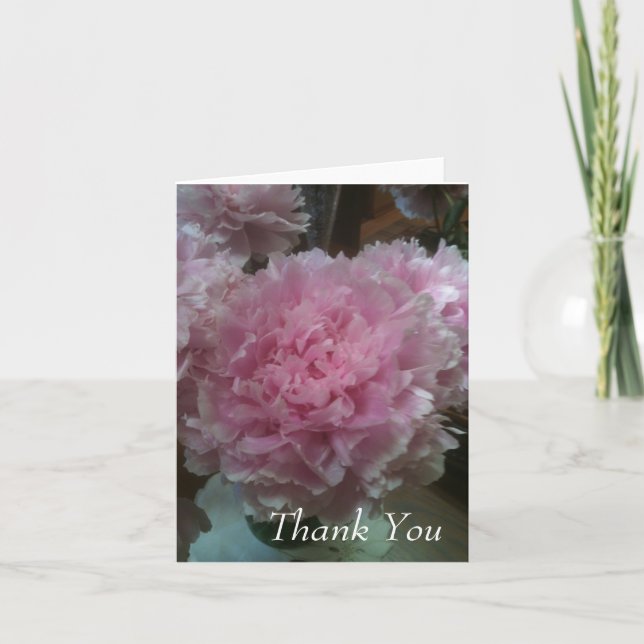thank you note card with pink peony photograph (Front)