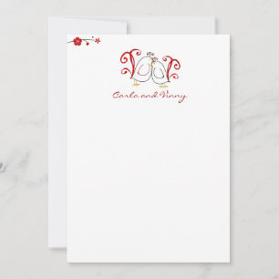 Thank You Note Cards Love Birds & Blossoms