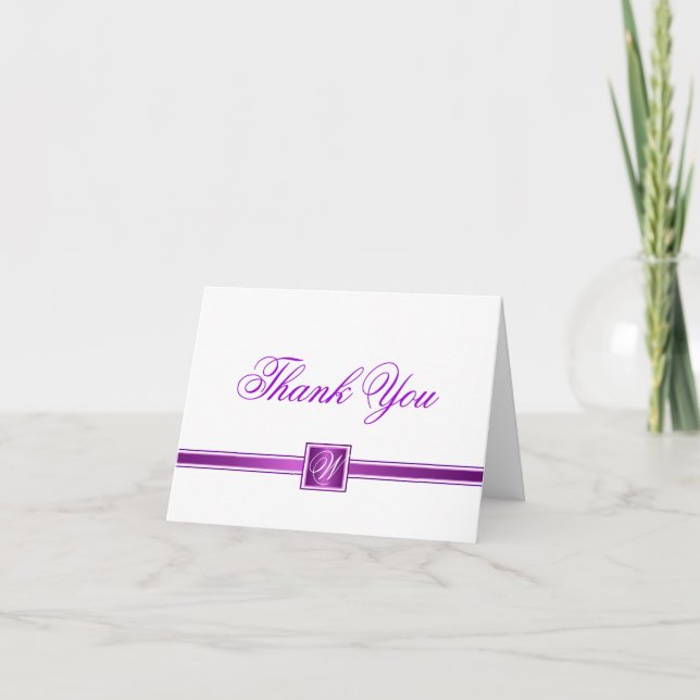 Thank You Note Cards - Purple and White (Front)